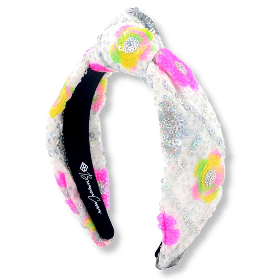 Accessories Brianna Cannon | Adult Size Sequin Headband With Bright Flowers