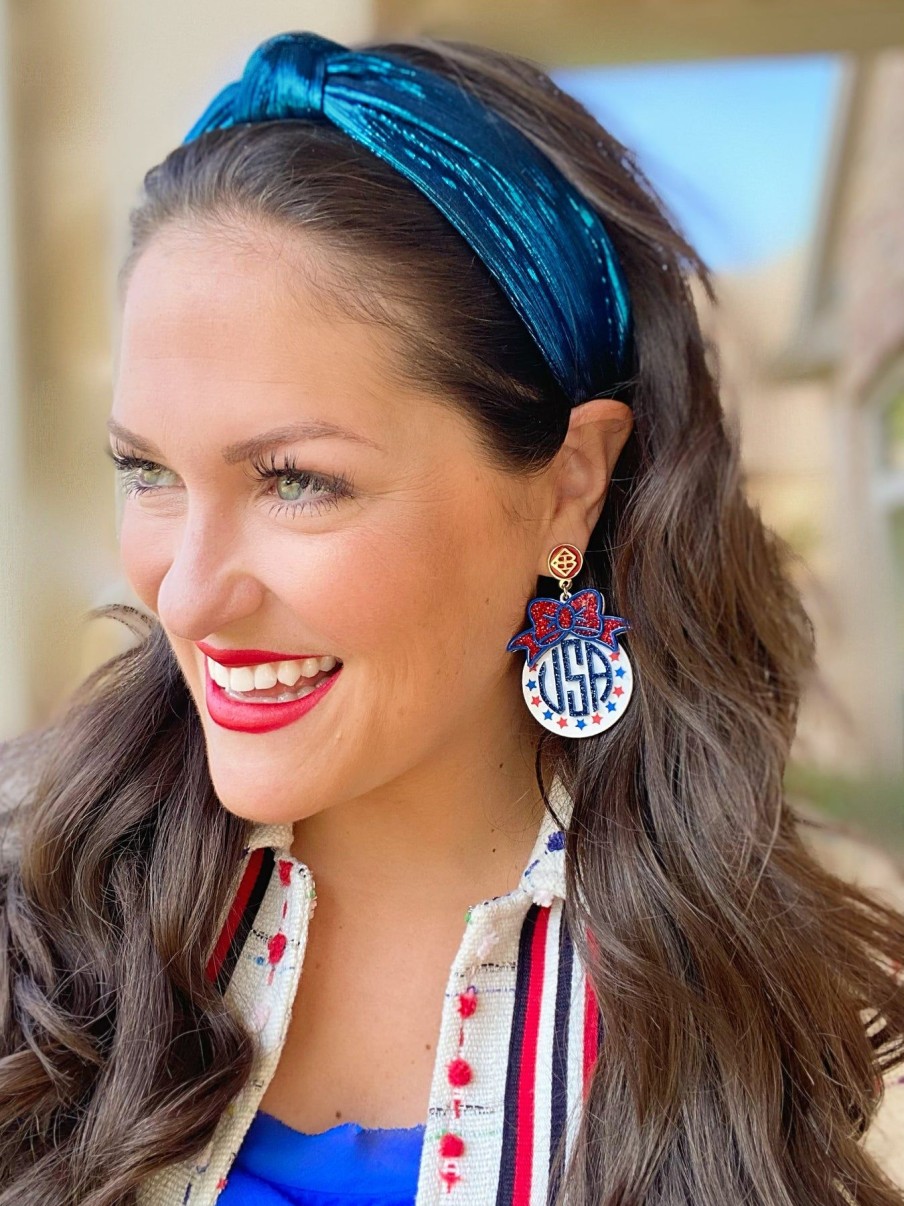 Patriotic Brianna Cannon | Blue Metallic Knotted Headband