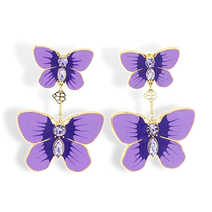 Accessories Brianna Cannon | Hand Painted Butterfly Earrings In Purple