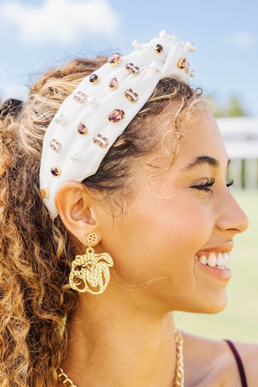 Accessories Brianna Cannon | White Mississippi State University Logo Headband