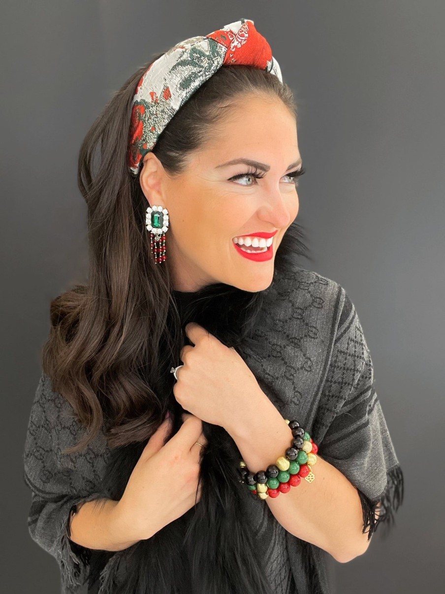 Accessories Brianna Cannon | Winter Poinsettia Brocade Headband