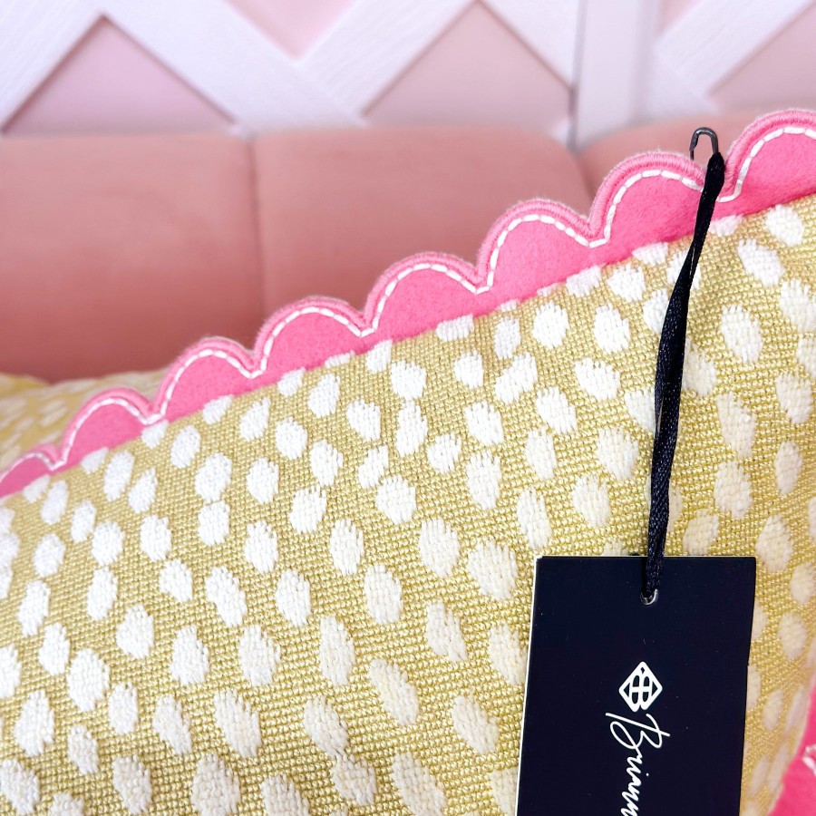 Accessories Brianna Cannon | Thibaut Designer Pillow Cover - Spot On In Citron With Pink Pippa Trim