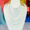 Accessories Brianna Cannon | 3 Strand White Beaded Brianna Necklace