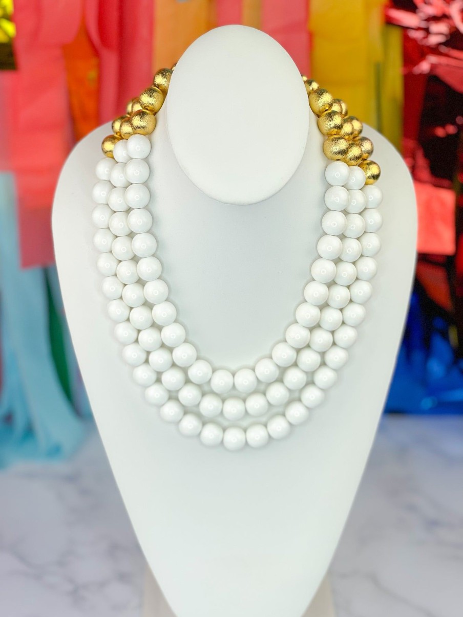 Accessories Brianna Cannon | 3 Strand White Beaded Brianna Necklace