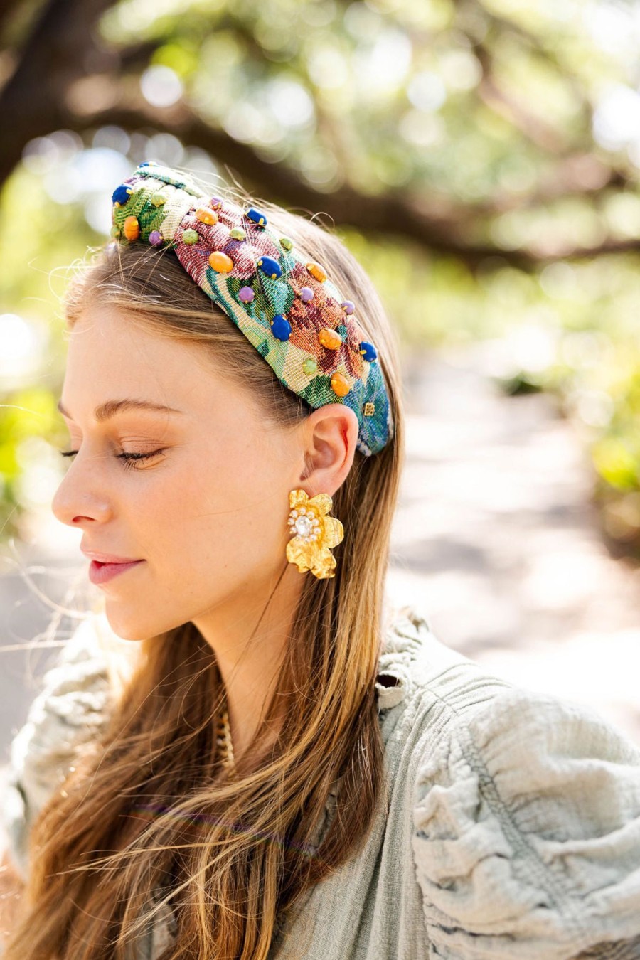 Accessories Brianna Cannon | Golden Bloom Statement Earrings In White