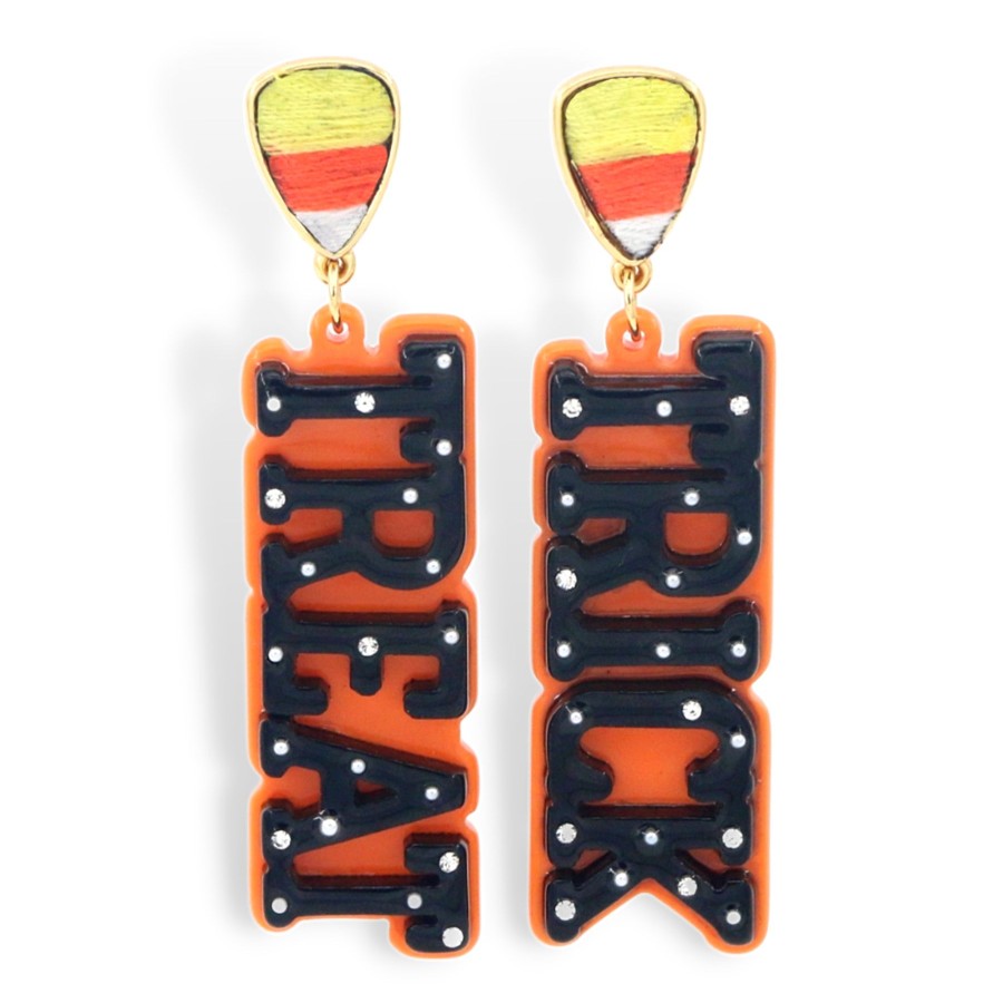 Halloween Brianna Cannon | Trick Or Treat Earrings With Embroidered Candy Corn