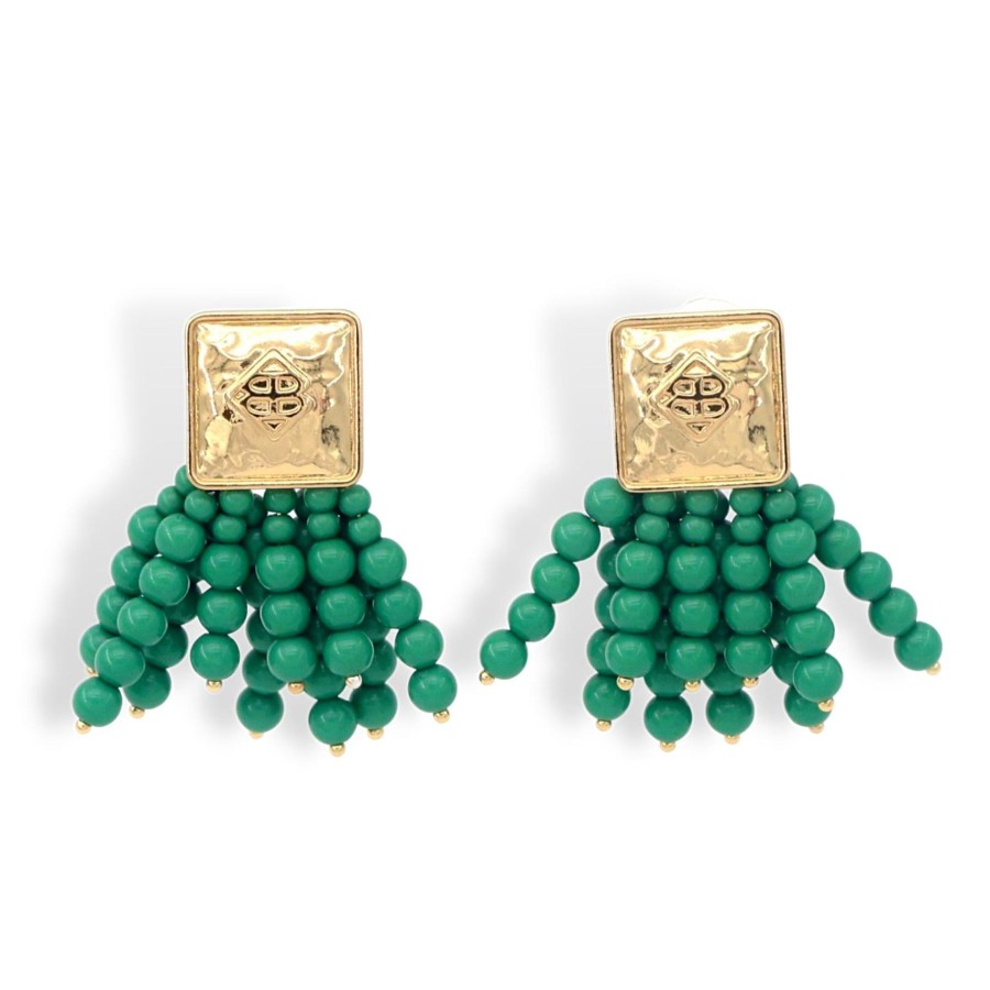 Accessories Brianna Cannon | Square Bc Icon Green Beaded Earrings