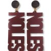 Accessories Brianna Cannon | Fsu Garnet Noles Earrings With Black Druzy