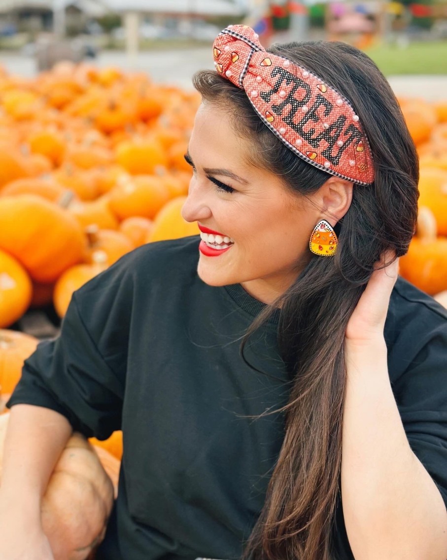 Halloween Brianna Cannon | Adult Size Cross-Stitch Trick Or Treat Headband With Embroidered Candy Corn