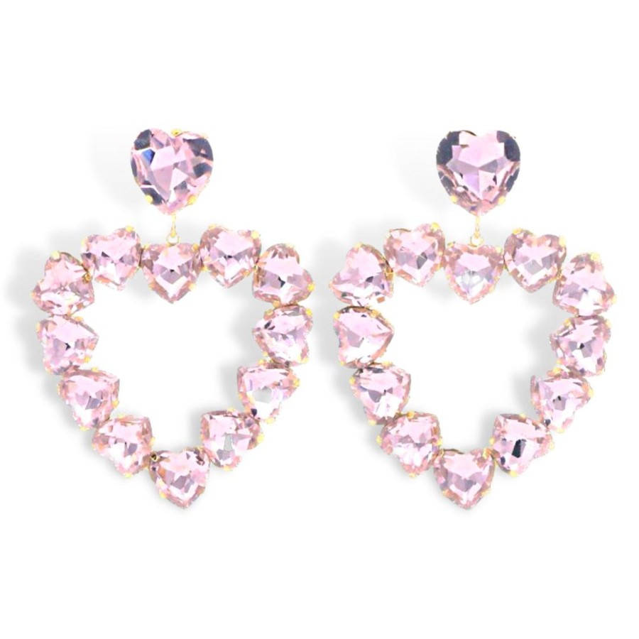 Accessories Brianna Cannon | Light Pink Crystal Heart Earring