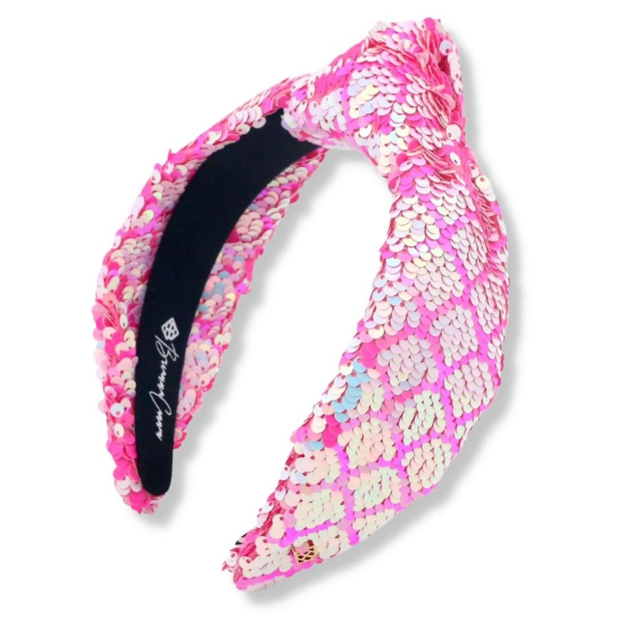 Accessories Brianna Cannon | Adult Size Hot Pink Iridescent Sequin Headband