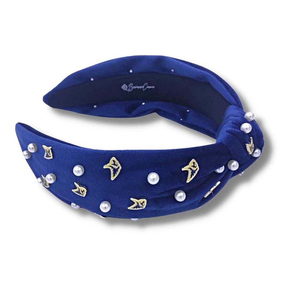 Accessories Brianna Cannon | Adult Size Navy Pca Charm Headband With Gold Beads