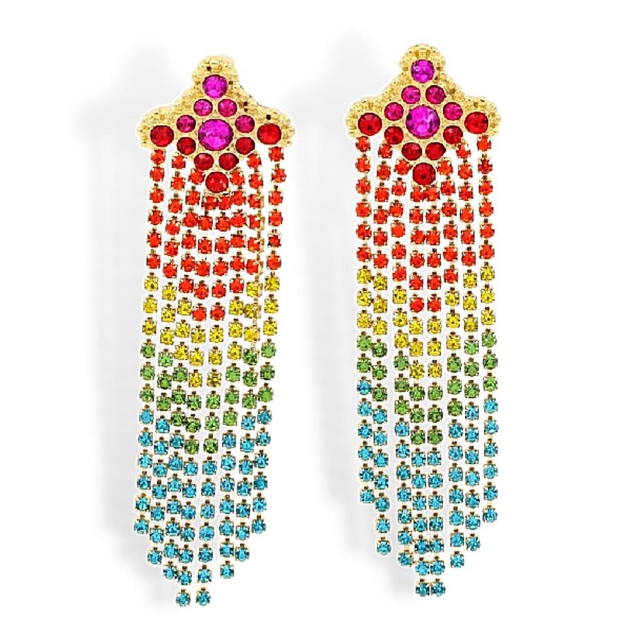 Accessories Brianna Cannon | Rainbow Ombre Crystal Cascade Earrings