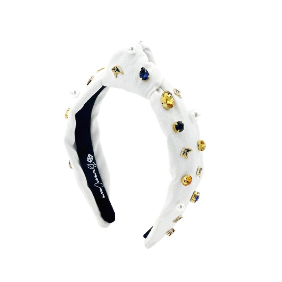 Accessories Brianna Cannon | Child Size White Pca Logo Headband With Pearls And Crystals