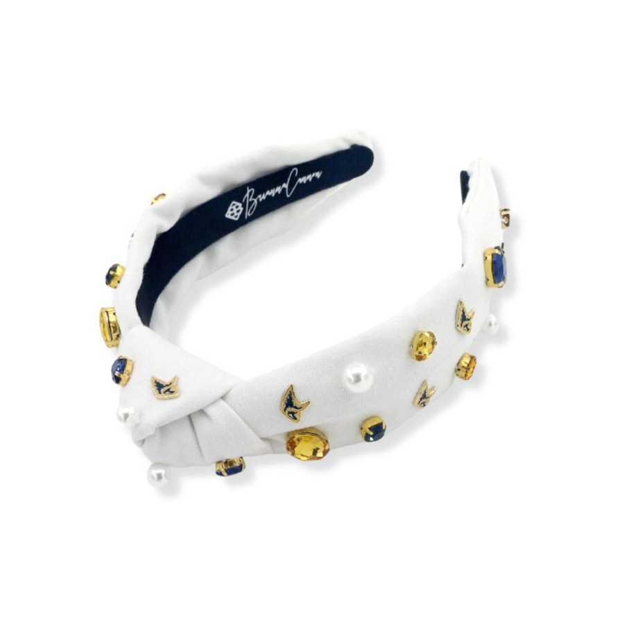 Accessories Brianna Cannon | Child Size White Pca Logo Headband With Pearls And Crystals