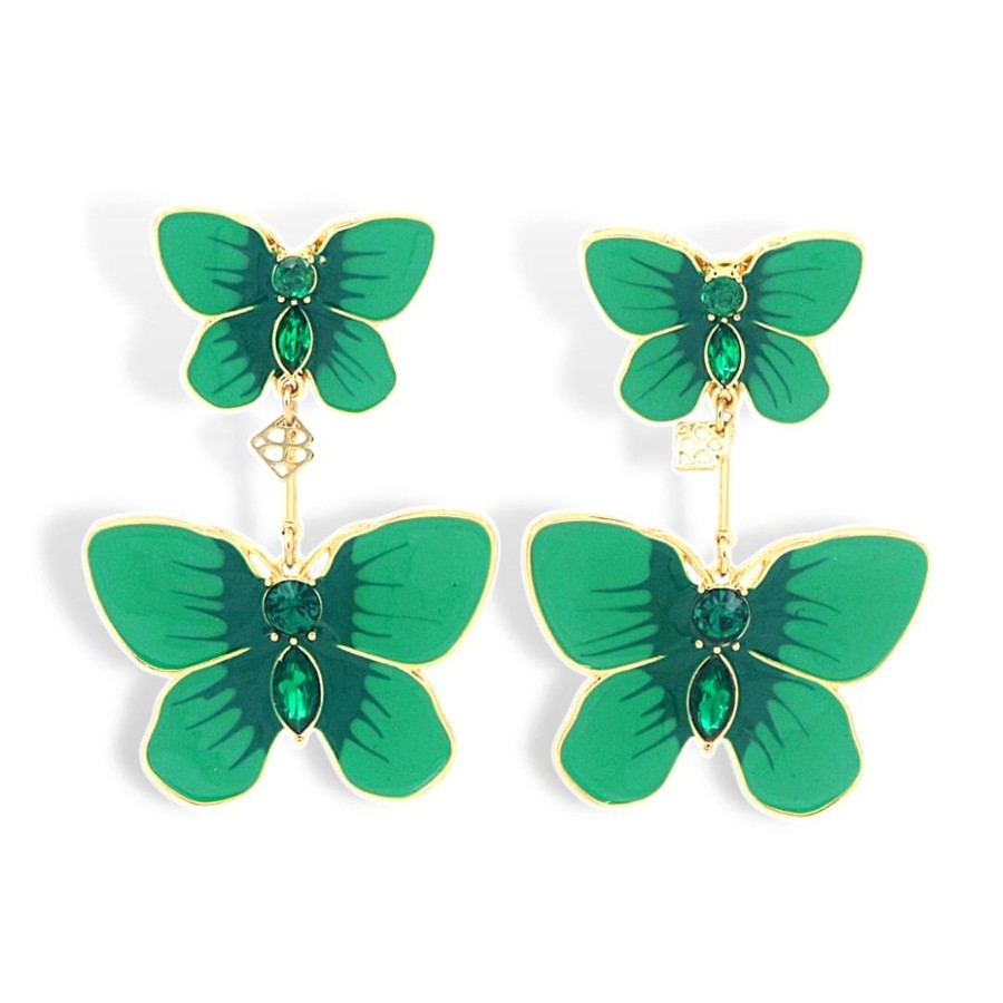 Accessories Brianna Cannon | Hand Painted Butterfly Earrings In Kelly Green