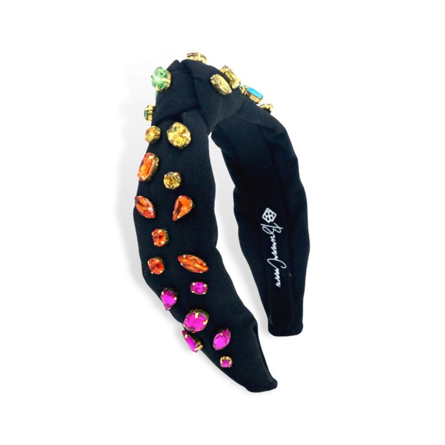 Accessories Brianna Cannon | Child Size Black Rainbow Gradient Headband With Hand-Sewn Crystals