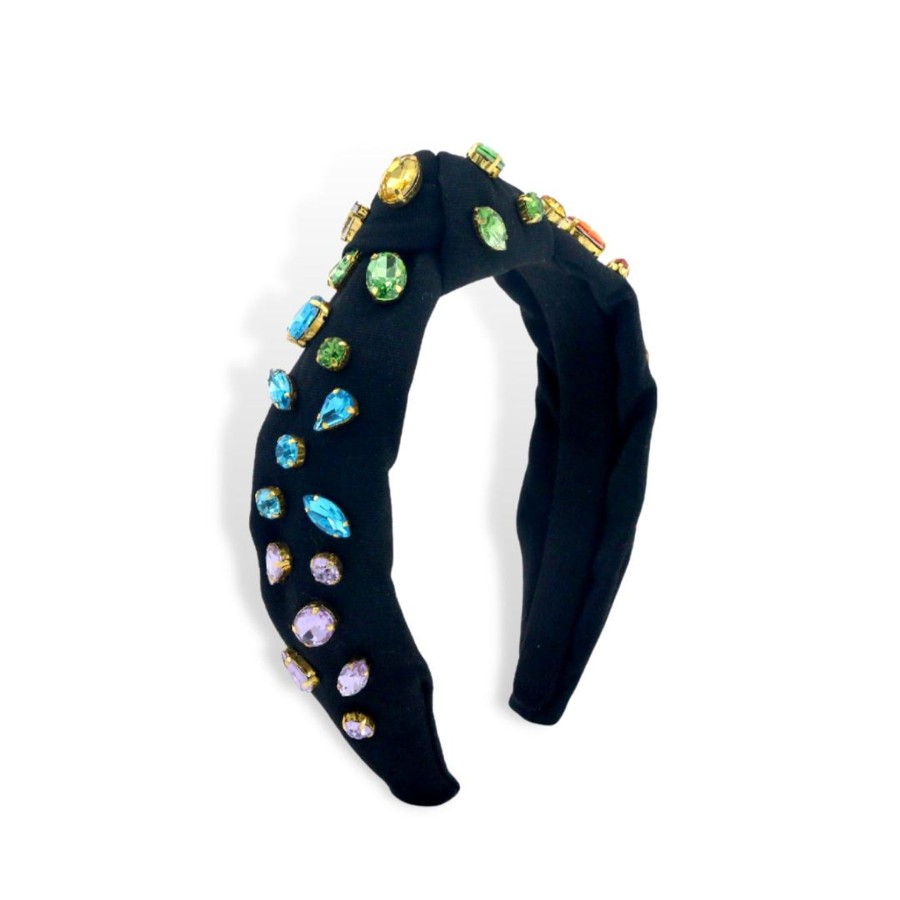 Accessories Brianna Cannon | Child Size Black Rainbow Gradient Headband With Hand-Sewn Crystals