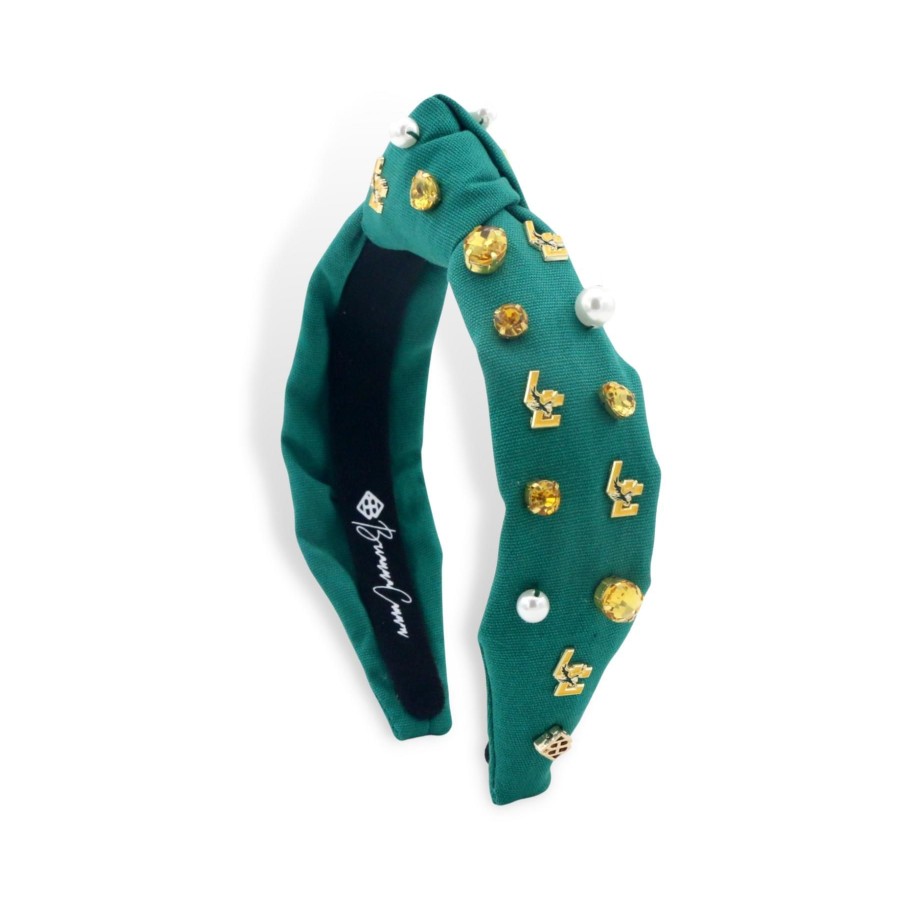 Accessories Brianna Cannon | Child Size Green Lca Logo Headband With Pearls And Crystals