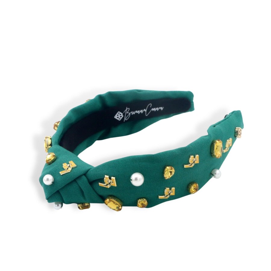 Accessories Brianna Cannon | Child Size Green Lca Logo Headband With Pearls And Crystals