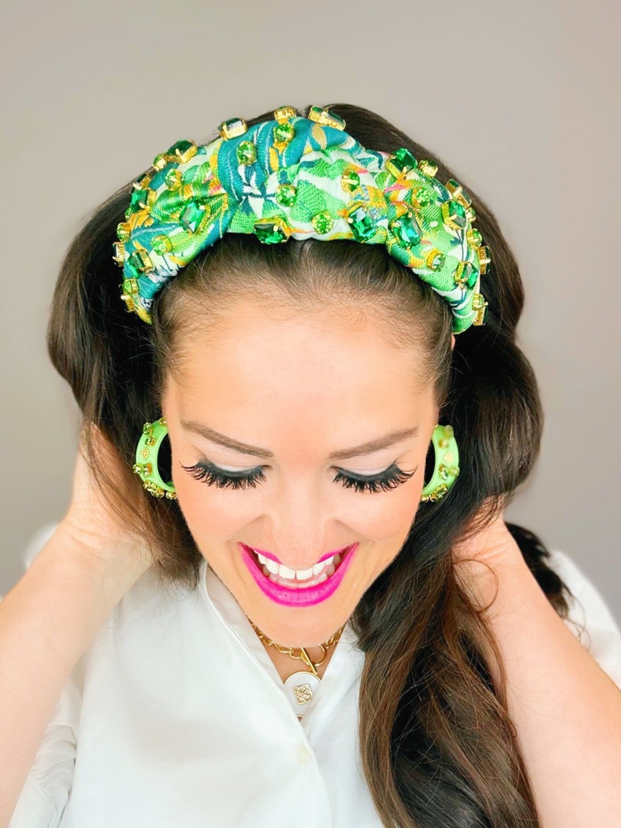 Accessories Brianna Cannon | Birds Of Paradise Headband With Green Crystals