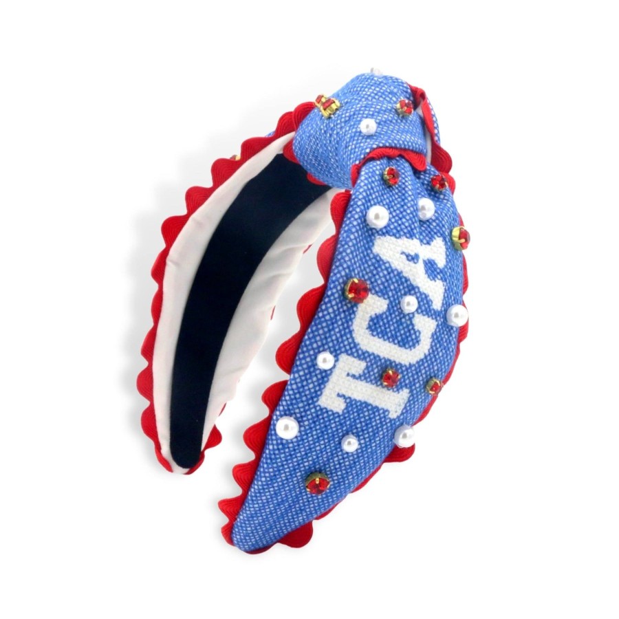 Accessories Brianna Cannon | Adult Size Tca Trojans Cross Stitch Headband