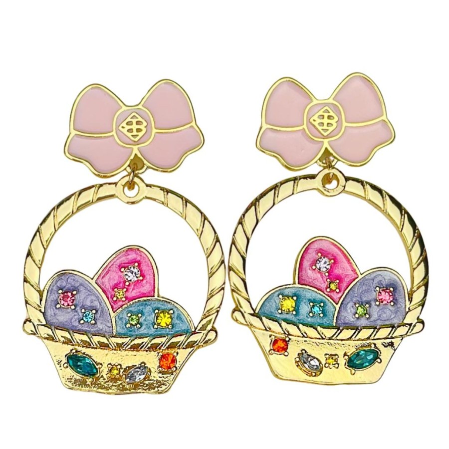 Accessories Brianna Cannon | Easter 2022 - Blingy Basket Earrings With Bow