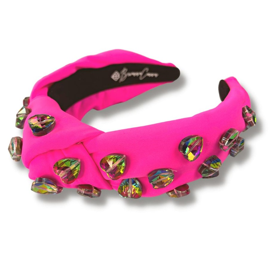 Pink Brianna Cannon | Neon Pink Headband With Rainbow Heart Crystals