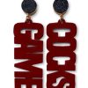 Accessories Brianna Cannon | South Carolina Garnet "Game Cocks" Earrings With Black Druzy