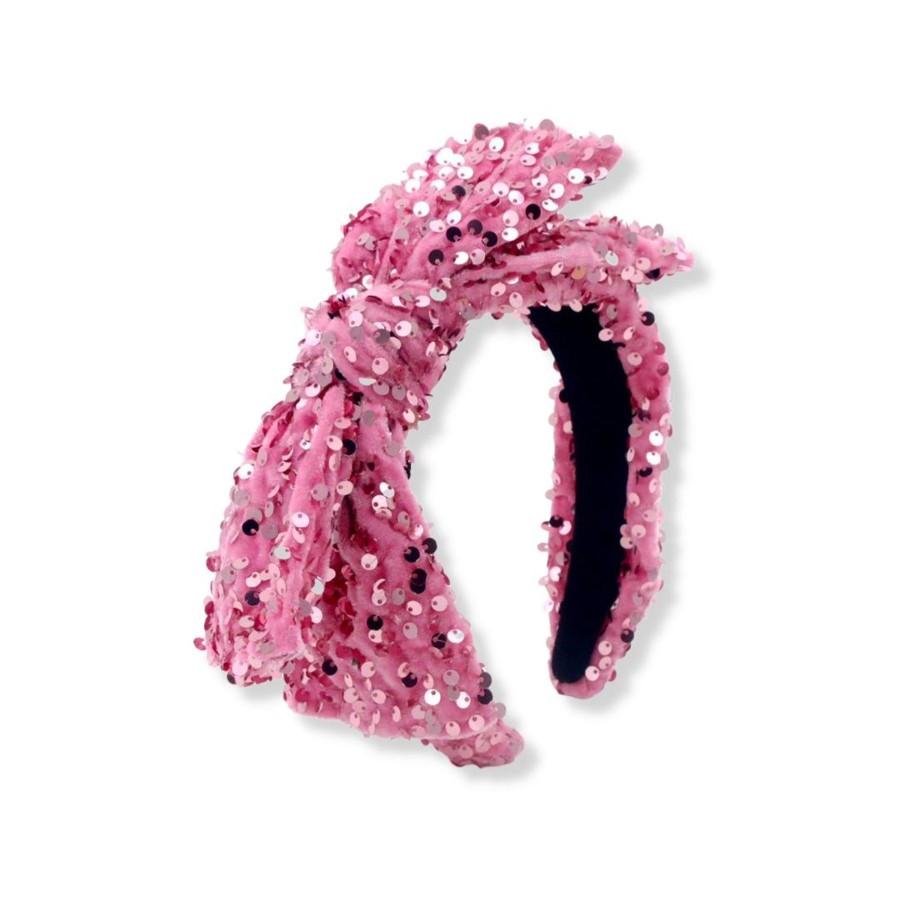 Pink Brianna Cannon | Child Size Pink Sequin Side Bow Headband