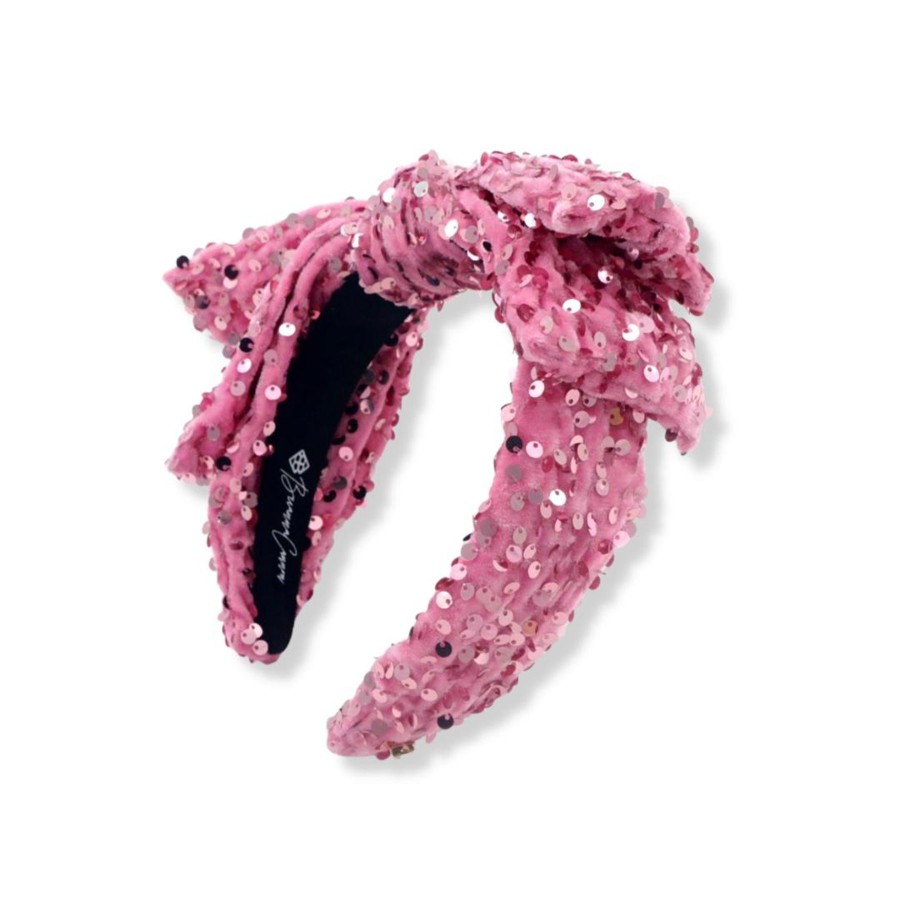 Pink Brianna Cannon | Child Size Pink Sequin Side Bow Headband