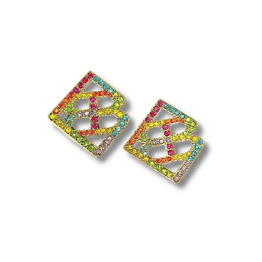 Accessories Brianna Cannon | Large Rainbow Crystal Logo Studs