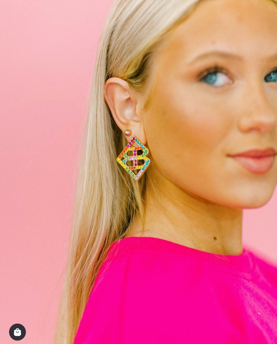 Accessories Brianna Cannon | Large Rainbow Crystal Logo Studs