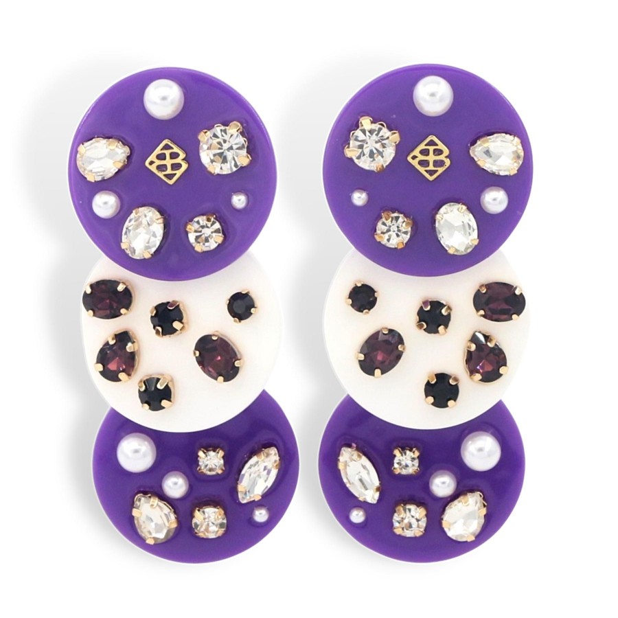 Accessories Brianna Cannon | Purple And White Triple Dot Earrings