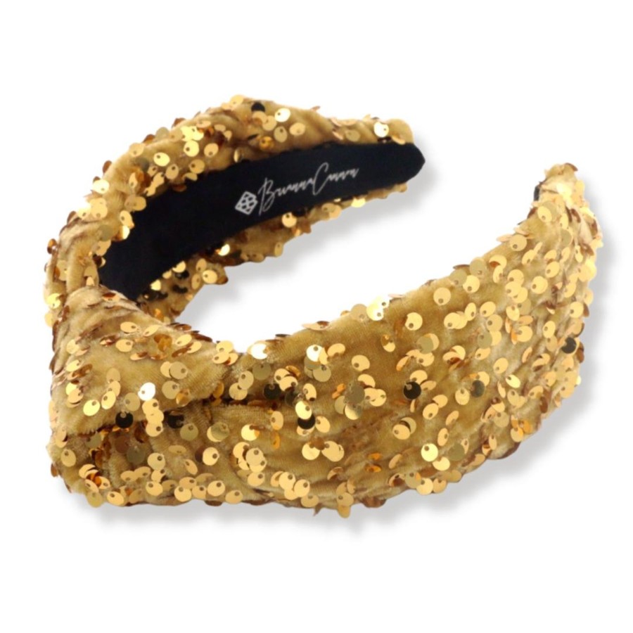 Accessories Brianna Cannon | Gold Sequin Knotted Headband