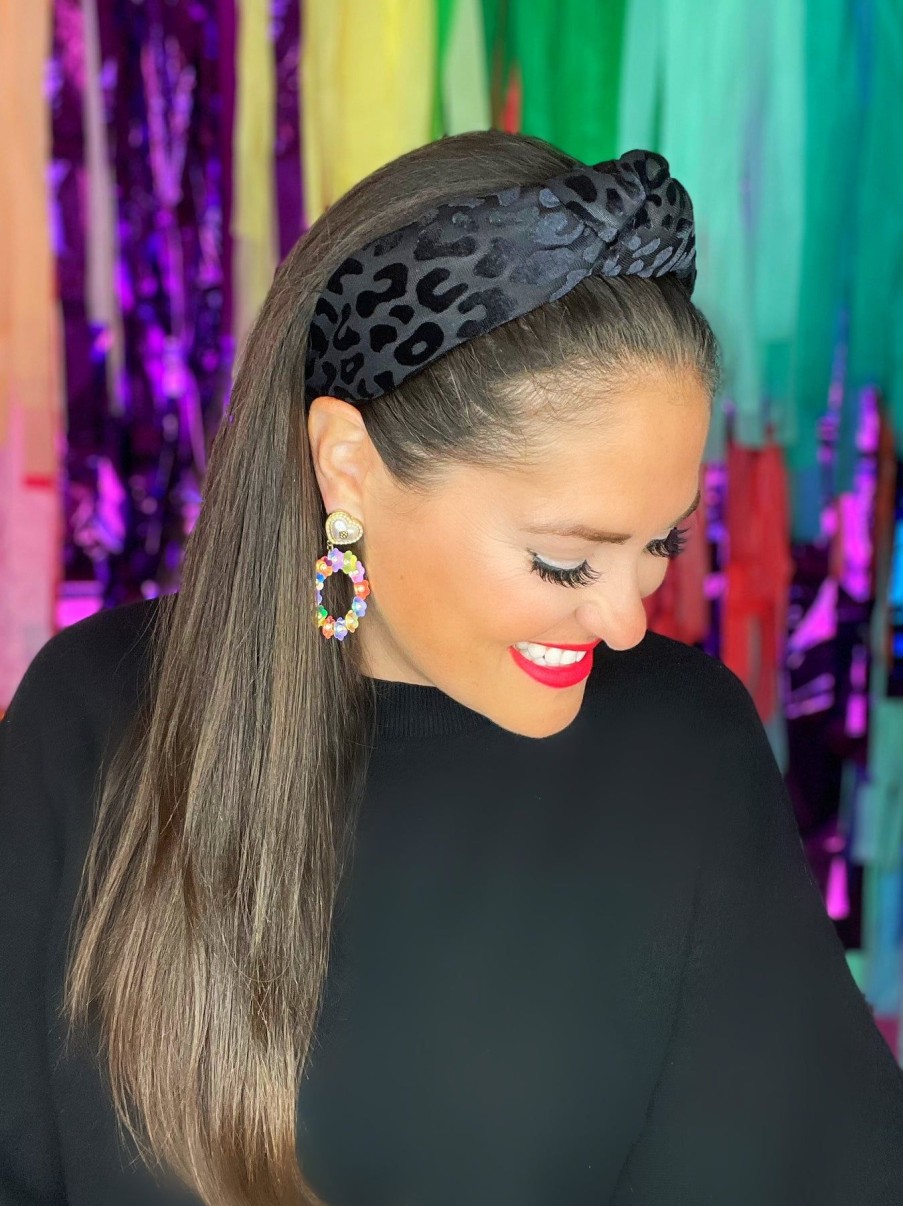 Accessories Brianna Cannon | Black Leopard Print Knotted Headband