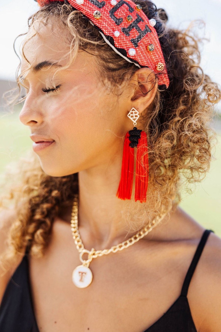 Accessories Brianna Cannon | Color Block Tassel Earrings - Red And Black