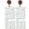 Accessories Brianna Cannon | Fsu White Noles Earrings With Garnet Studs