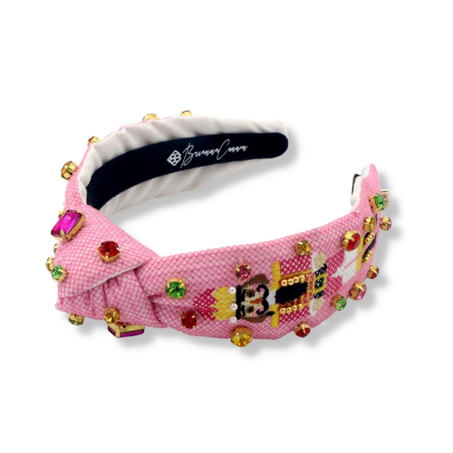 Accessories Brianna Cannon | Child Size Pink Cross-Stitch Nutcracker Headband With Crystals