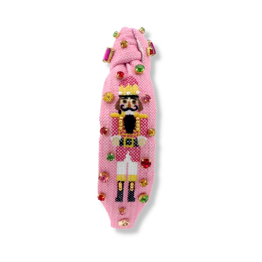 Accessories Brianna Cannon | Child Size Pink Cross-Stitch Nutcracker Headband With Crystals