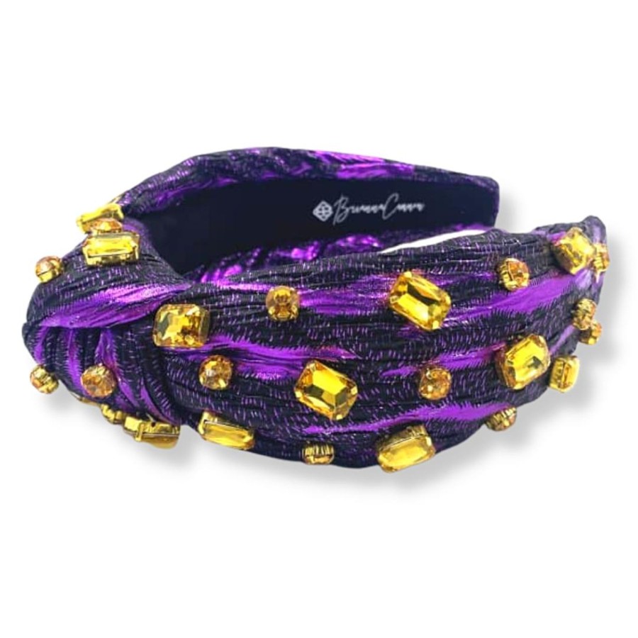 Accessories Brianna Cannon | Purple Tiger Stripe Headband With Yellow Crystals