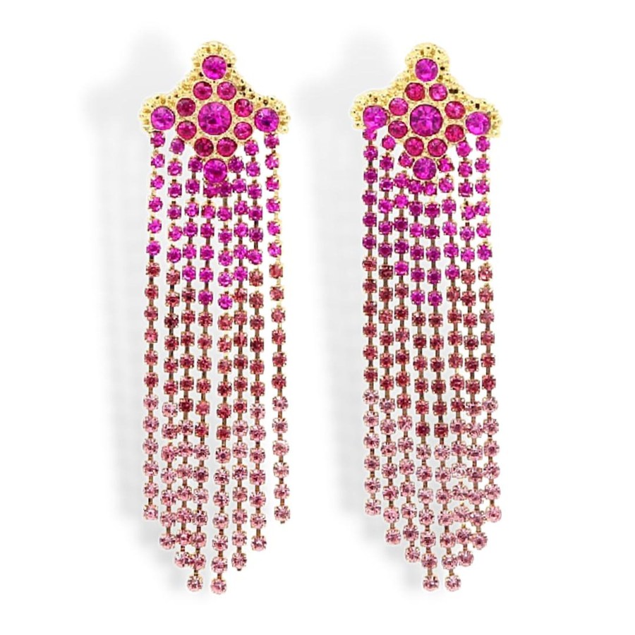 Accessories Brianna Cannon | Pink Ombre Crystal Cascade Earrings