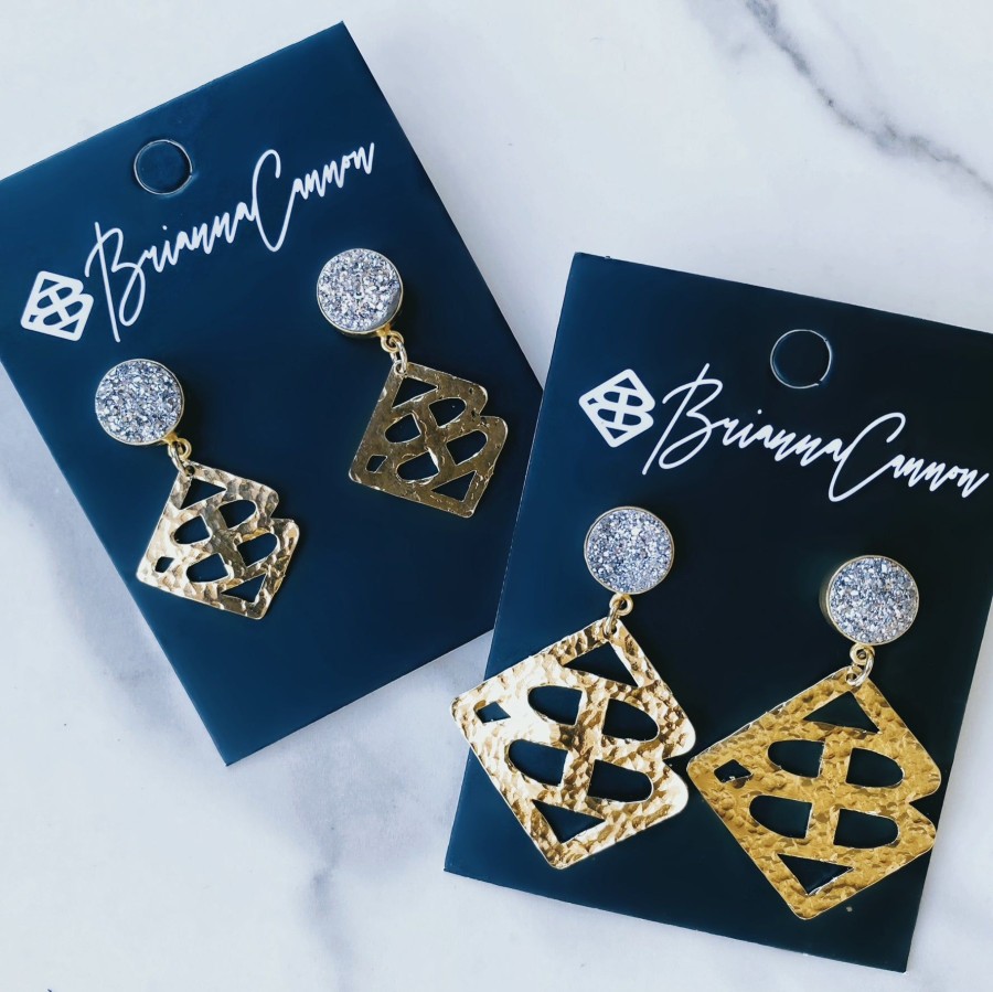 Accessories Brianna Cannon | 24K Gold Plated Bc Logo Earrings (Multiple Sizes)