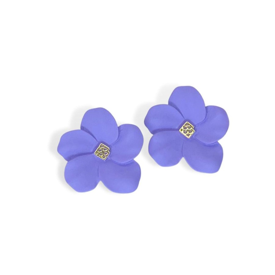 Rainbow Brianna Cannon | Purple Flower Stud With Logo