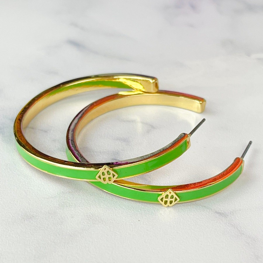 Rainbow Brianna Cannon | Green Enamel Logo Hoops