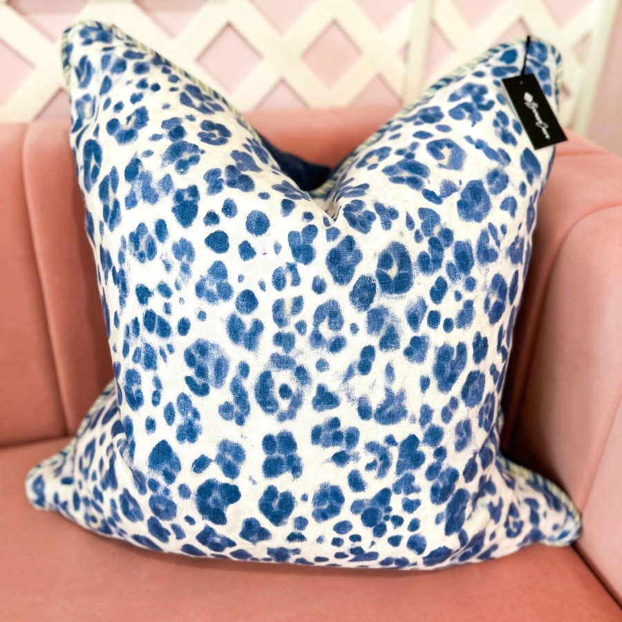 Accessories Brianna Cannon | Thibaut Designer Pillow Cover - Panthera In Navy With Blue Ombre Cord