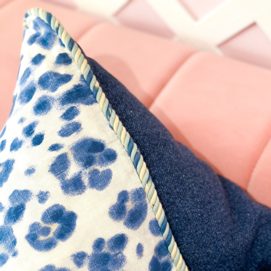 Accessories Brianna Cannon | Thibaut Designer Pillow Cover - Panthera In Navy With Blue Ombre Cord