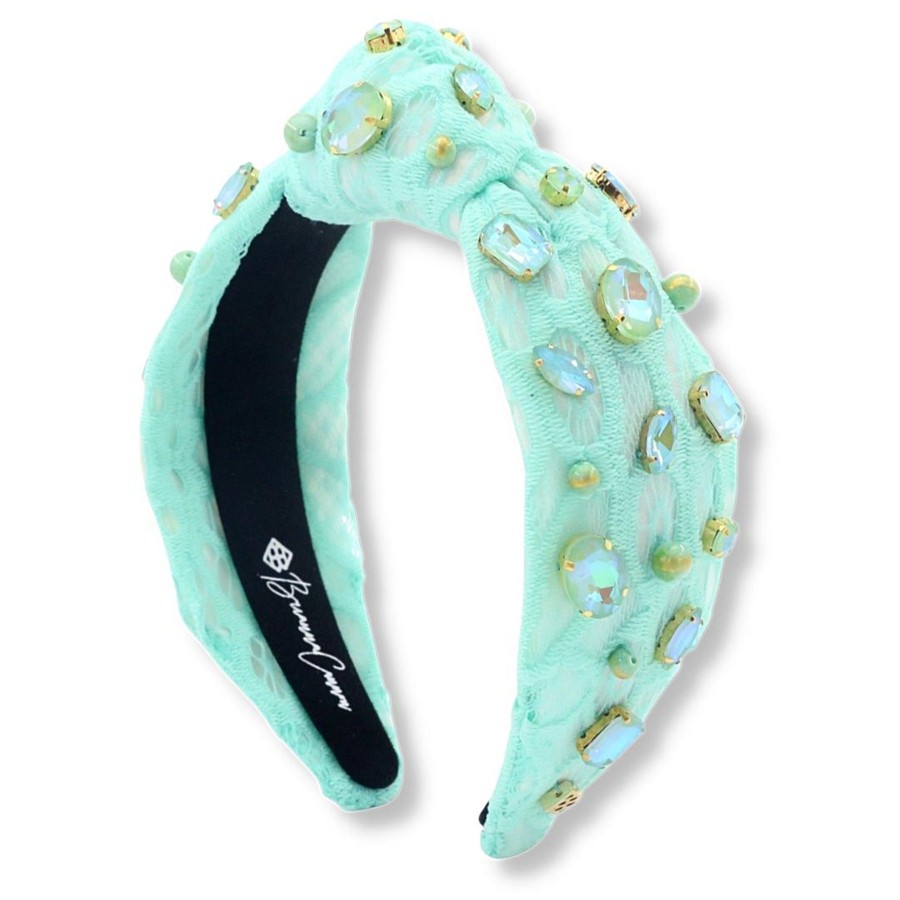 Accessories Brianna Cannon | Mint Lace Headband With Iridescent Crystals