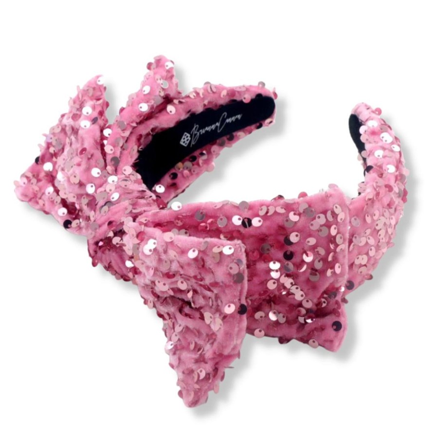 Accessories Brianna Cannon | Adult Size Pink Sequin Side Bow Headband