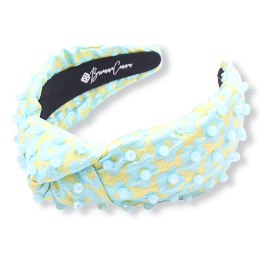 Accessories Brianna Cannon | Turquoise And Lime Flower Power Headband With Iridescent Beads